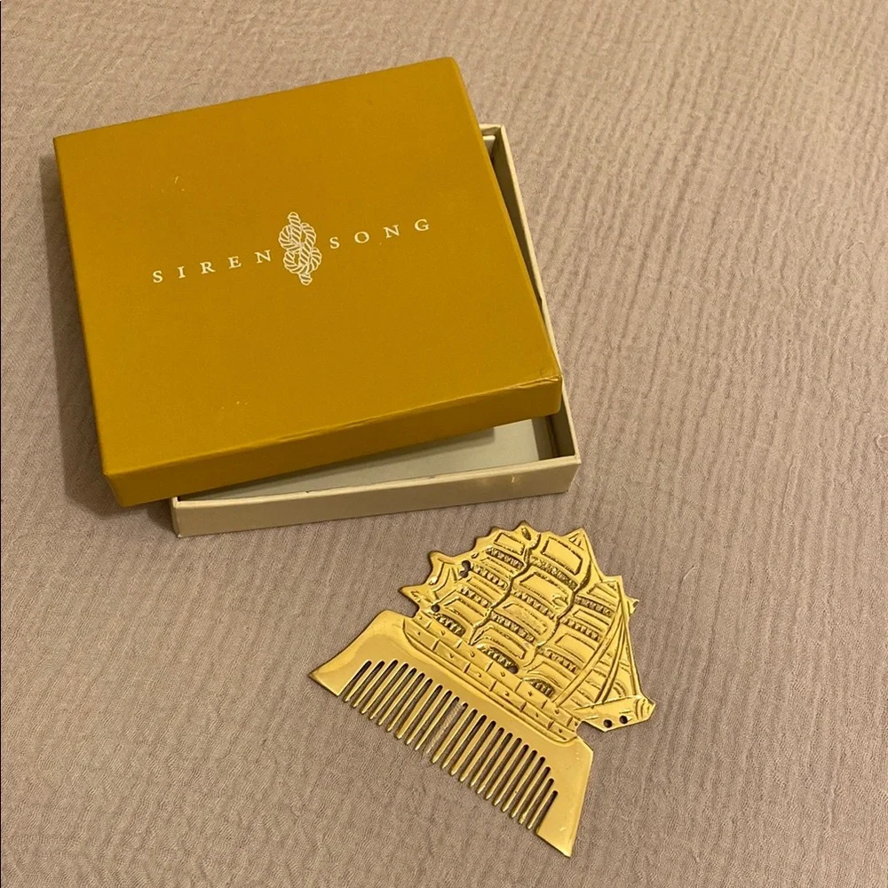 SIREN SONG Brass Gold Ship Design Comb